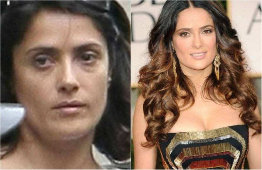 SALMA HAYEK. Es un orgullo de México, pero cuando deja de lado las sombras, lipsticks y otras 'ayuditas' luce como cualquier hija de vecino.