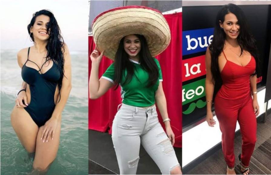 La hermosa periodista hondureña Carla Medrano trabaja para Univisión y en el Mundial de Rusia 2018 apoya a la Selección de México.