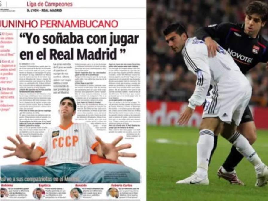 Juninho Pernambucano - En entrevista al diario Marca en 2005 el brasileño confesó que 'yo antes soñaba con jugar en el Real Madrid, no lo voy a negar. Tenía 20 años, visité el Bernabéu y te daban ganas de jugar allí'.