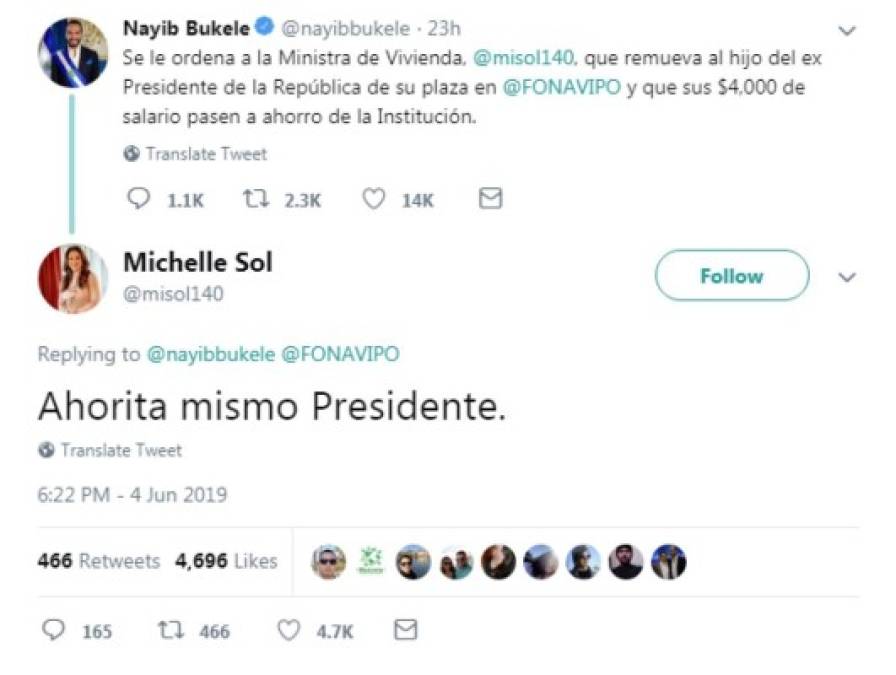 Los ministros han acatado las órdenes dictadas por el mandatario a través de Twitter.