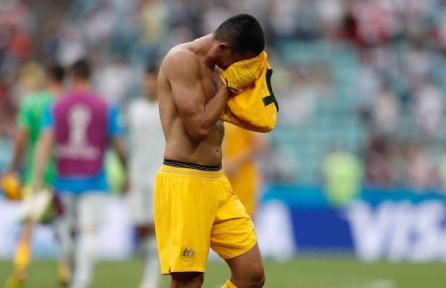 El histórico capitán australiano Tim Cahill se despidió del Mundial de Rusia 2018 entre lágrimas. Foto AFP