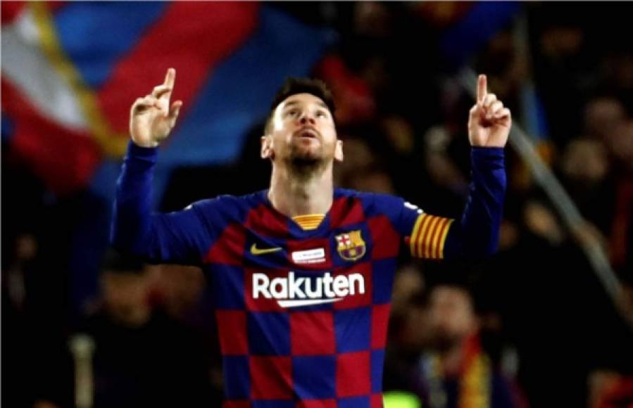 Así festejó Messi su hat-trick del partido.