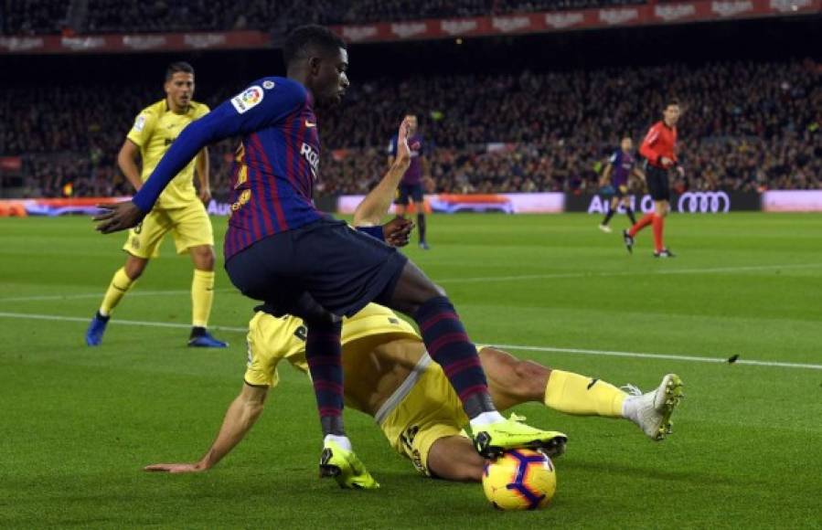 Dembélé jugó un gran partido contra el Villarreal. Fue un dolor de cabeza para los defensas.