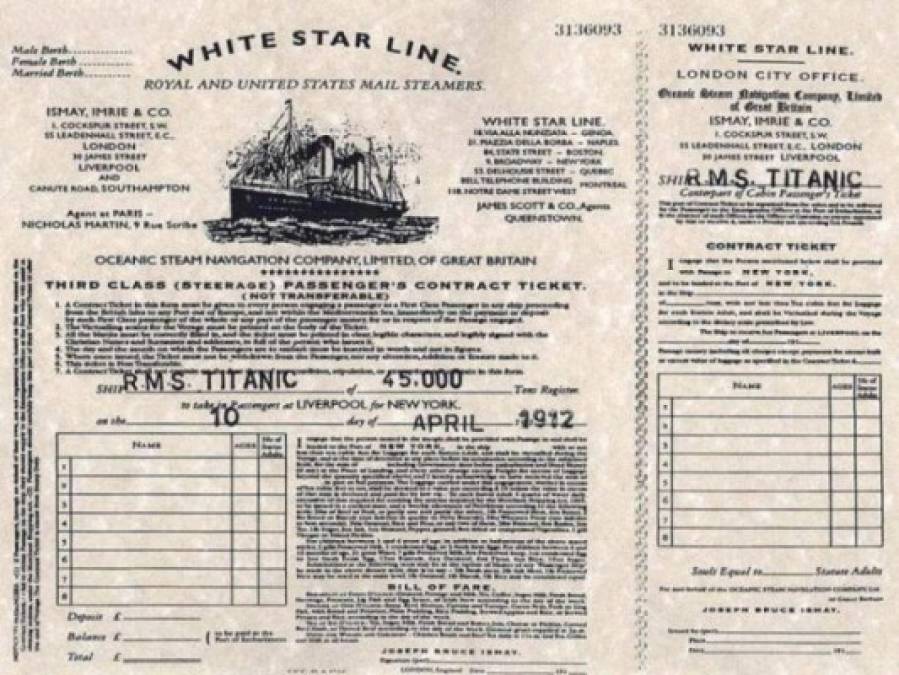 La tarjeta de embarque real del Titanic <br/>