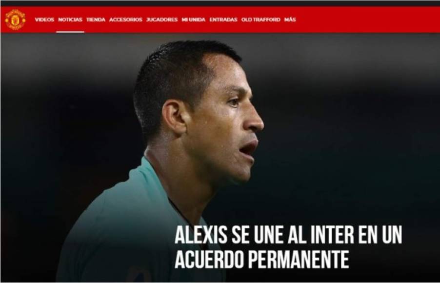 El Manchester United confirmó la marcha de Alexis Sánchez al Inter de Milán. El club inglés se ha despidido del delantero chileno con un comunicado en su página web. 'Todo el mundo en Manchester te deseamos lo mejor en el futuro', se lee en el texto.