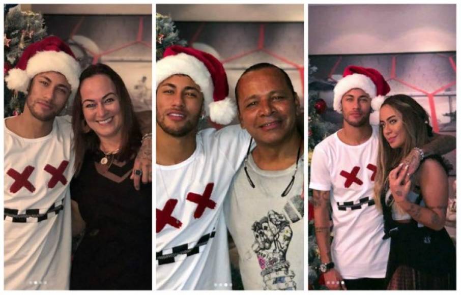 Neymar la pasó con su mamá, papá y hermana.