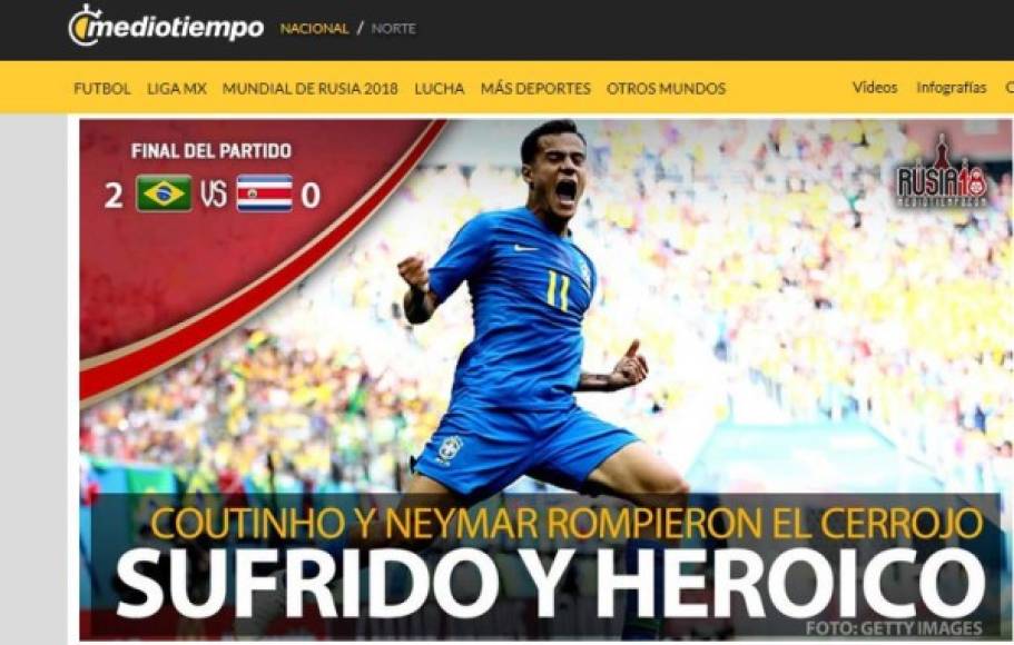 Portal Mediotiempo de México. Coutinho es el protagonista.