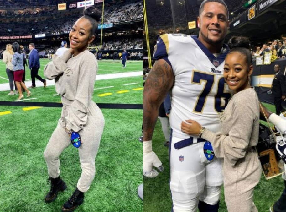 Asia Saffold<br/><br/>La esposa del defensa izquierda de los Rams, Rodger Saffold, compartió como apoya a su otra mitad desde el estadio Mercedes-Benz en Atlanta.<br/><br/>