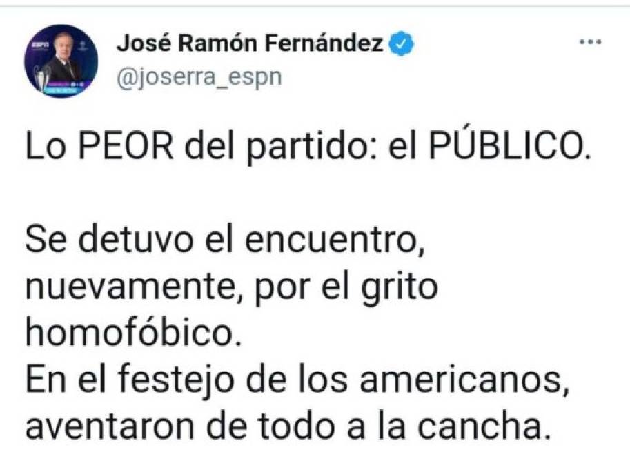 José Ramón Fernández lanzó críticas a los aficionados mexicanos por su comportamiento en la final.