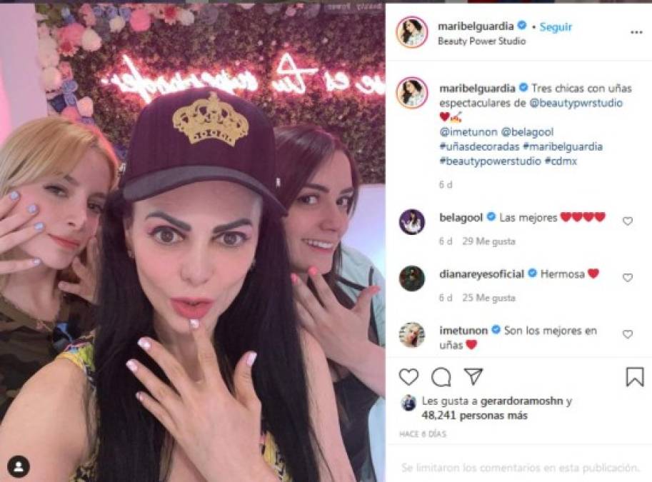 Esta es la imagen que compartió Maribel Guardia en su cuenta de Instagram y que desató varias burlas y comentarios crueles por parte de los internautas.