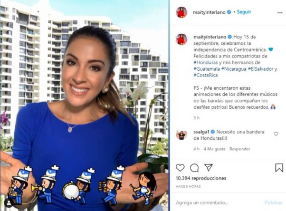 Mayti Interiano es otra de las periodistas hondureñas que labora en el extranjero y que este día ha recordado la independencia de su tierra natal.