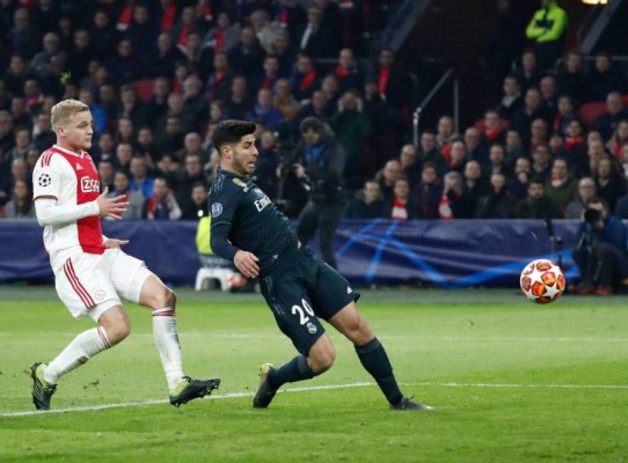 Marco Asensio apareció en el segundo poste para marcar el gol de la victoria del Real Madrid contra el Ajax. Foto RealMadrid.com