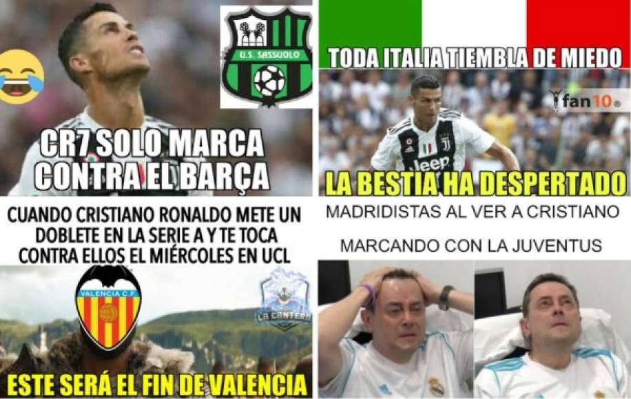 Cristiano Ronaldo marcó un doblete con la Juventus y las redes sociales explotaron con divertidos memes. Se acuerdan del Real Madrid.