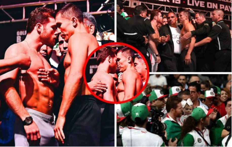 El boxeador kazajo Gennady Golovkin y el mexicano Saúl 'Canelo' Álvarez superaron la prueba del pesaje previa a su pelea de este sábado en Las Vegas y ambos púgiles casi se van a los golpes.