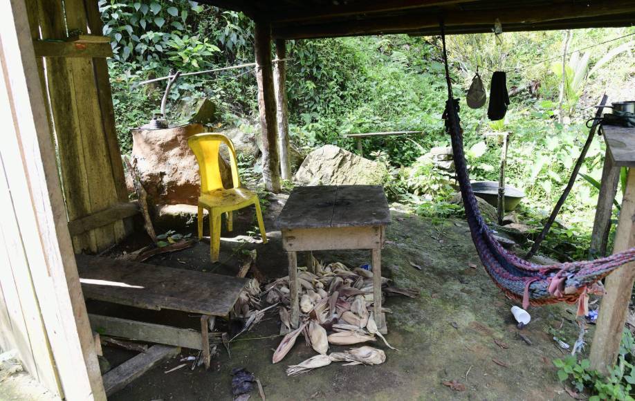 En la casa donde don Marcelino y su hijo vivían, aún hay pertenencias. La vivienda está dentro de una propiedad privada que también tiene finca de cacao.