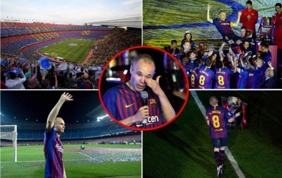 Andrés Iniesta ha dicho adiós a su exitosa etapa en el Barcelona y lo hizo en un Camp Nou repleto. Una despedida que dejó muchas imágenes.
