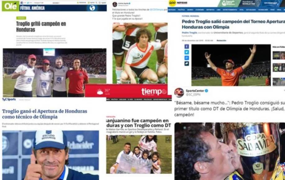 Los diarios internacionales destacaron en sus portales el título que ganó Pedro Troglio como entrenador del Olimpia de Honduras.