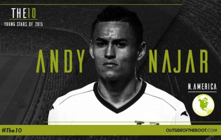 5. El hondureño Andy Najar aparece como el mejor joven de la Concacaf. Milita en el Anderlecht y es internacional con la Selección de Honduras. Sus importante papel en Europa le han valido para aparecer en este top.