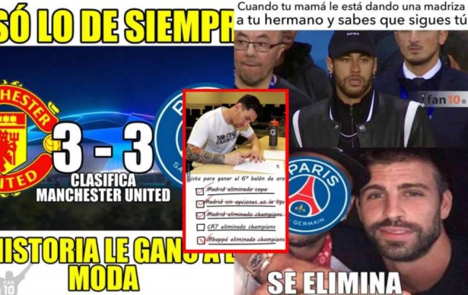 Los divertidos memes que dejó la eliminación del PSG en los octavos de final de la Champions League contra el Manchester United. Neymar, protagonista de las burlas.