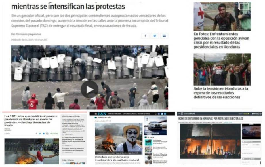 Los medios internacionales están informando sobre los disturbios que están ocurriendo en Honduras.