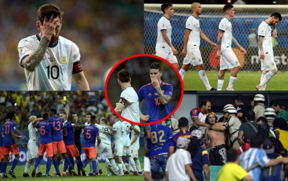 Las imágenes más llamativas de la victoria de Colombia (0-2) sobre Argentina en la Copa América, con Messi como gran protagonista.