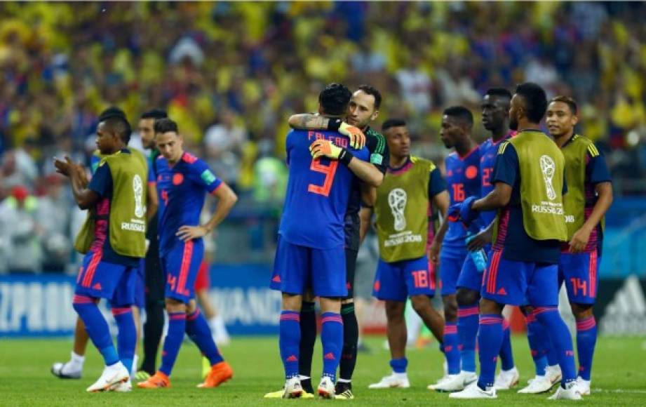 Los jugadores colombianos festejan su primera victoria en el Mundial de Rusia 2018. Foto AFP