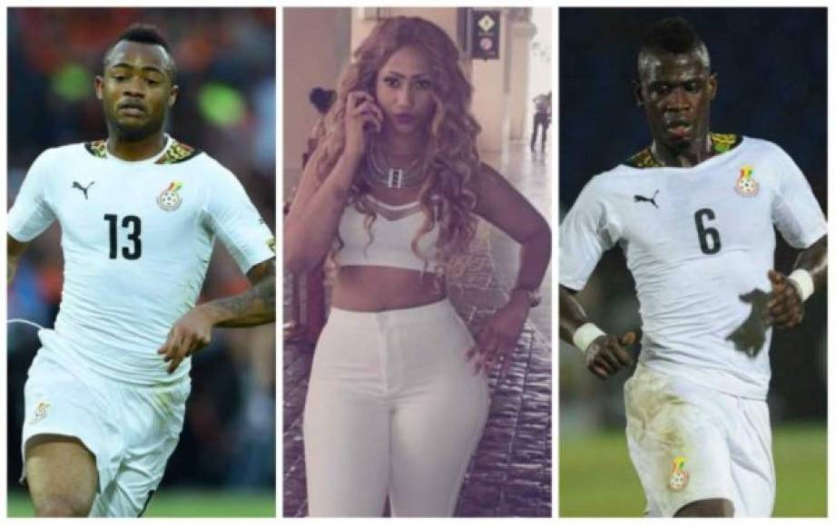 Jordan Ayew y Afriyie Acquah - Amanda Owusu: La prensa de Inglaterra se encargó de revelar que el delantero del Aston Villa, Ayew, mantuvo relaciones con la esposa de su compañero en la selección de Ghana, Afriyie Acquah por cuatro años sin que este se diera cuenta.