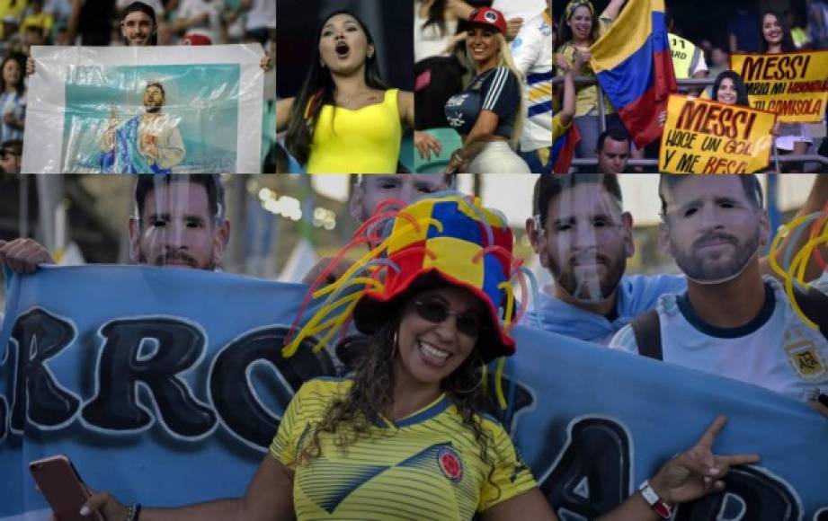 Las imágenes del ambientazo que vive en el estadio Fonte Nova Arena en el partido Argentina-Colombia por la Copa América. Fotos AFP y EFE