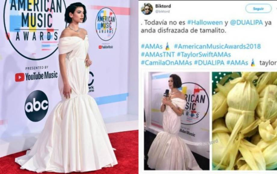 Con el permiso del los fanáticos de Dua Lipa.<br/><br/>La estrella llegó con un vestido que le valió las burlas en internet ya que recordaba a un tamal.<br/>