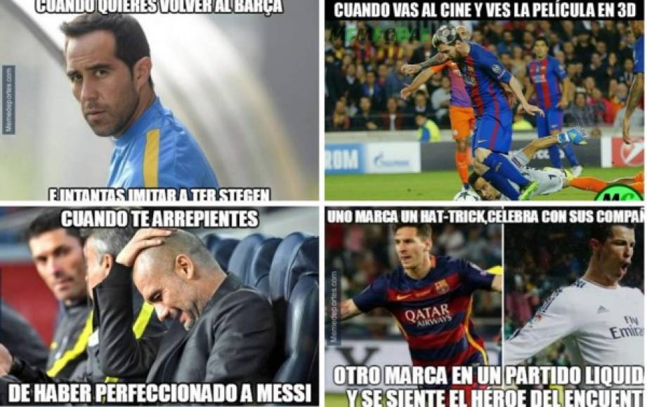 El Barcelona le pasó por encima 4-0 al Manchester City en la UEFA Champions League y las redes sociales explotaron con burlas para Pep Guardiola y Claudio Bravo. Mira los divertidos memes.
