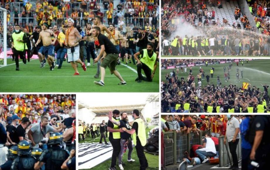 El fútbol francés vivió otro episodio vergonzoso. Varias decenas de aficionados del Lens saltaron al terreno de juego durante el derbi contra el Lille, en la sexta jornada de la Ligue 1, para pelearse con los ultras rivales, dejando imágenes lamentables.