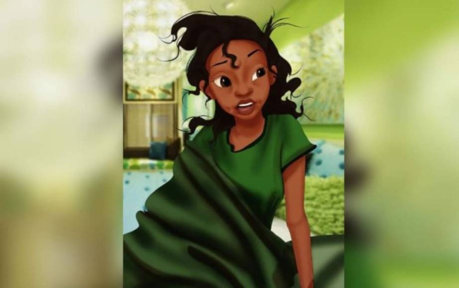 Tiana. La protagonista de la película “La princesa y el sapo”, Tiana, parece no querer ni levantarse para ser pintada. Aún escondida tras las sábanas esta joven de ojos enormes no tiene claro si es mejor volver al mundo de los sueños o lanzarse a la vida real. Su dibujo fue especialmente melancólico al tratarse de una de las últimas animaciones tradicionales sobre el celuloide que se han realizado, debido especialmente al uso del ordenador y a los efectos visuales que este suponen. Y eso que fue estrenada tan sólo en el 2009.<br/>