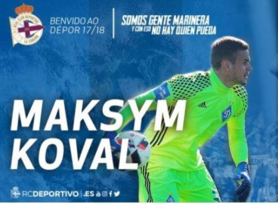 Maksym Koval es nuevo jugador del Deportivo. El portero internacional ucraniano Ha firmado hasta final de temporada con opción de compra.