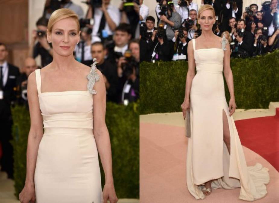 Uma Thurman en la Met Gala 2016 en un Tommy Hilfiger.