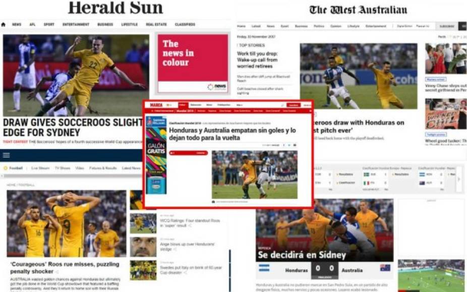 Así destacaron los diarios australianos y el mundo el empate de la Selección de Honduras contra Australia en la ida del repechaje rumbo al Mundial de Rusia 2018.