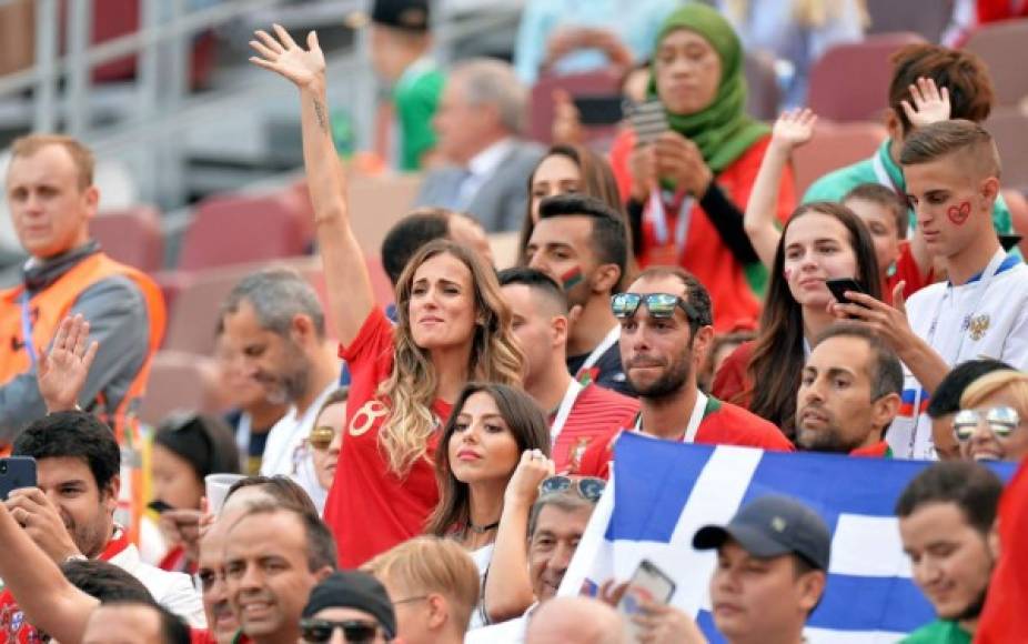 Ana Sofia Gomes, esposa de Joao Moutinho, fue otra de las presentes en el estadio Luzhniki de Moscú para el partido Portugal-Marruecos. Foto EFE