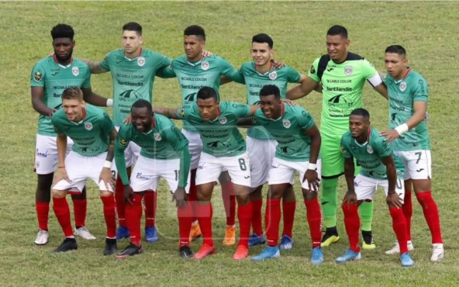 Imagen posada del equipo titular del Marathón antes del partido contra el Motagua.