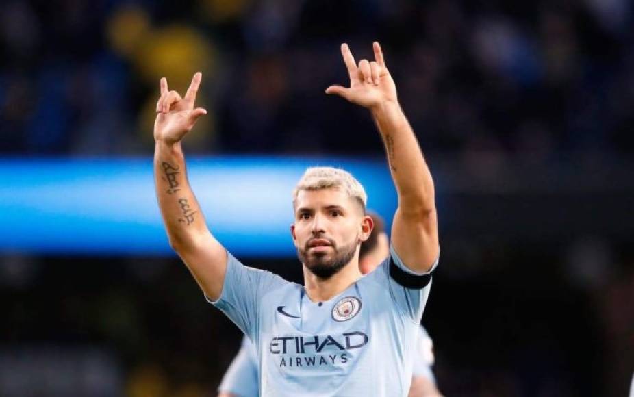 12. Sergio 'Kun' Agüero: El delantero argentino suma 19 goles con el Manchester City en la Premier League de Inglaterra.