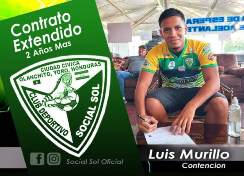 El Social Sol anunció la renovación del centrocampista hondureño Luis Murillo.
