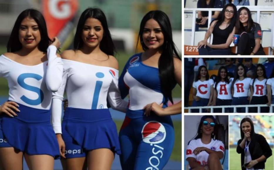 Hermosas aficionadas y edecanes engalanan el clásico entre Motagua y Olimpia en el estadio Nacional por la quinta jornada del Torneo Apertura 2018.