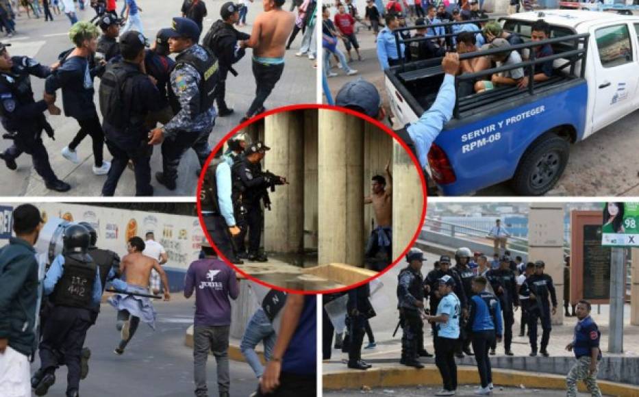 Las barras de Olimpia y Motagua se volvieron a enfrentar en las afueras del estadio Nacional antes de que se jugara el clásico capitalino.