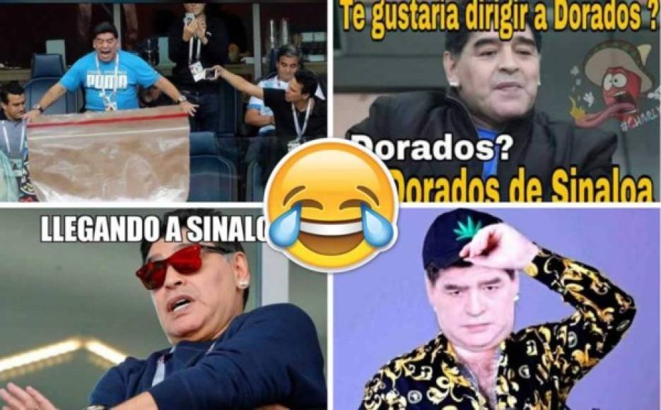 Diego Maradona dirigirá en México y los usuarios de redes sociales se dan gusto con los chistes sobre los hábitos del legendario exjugador.