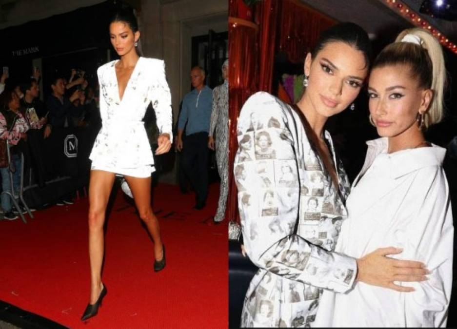 Para la fiesta Kendall Jenner utilizó una chaqueta con minifalda.