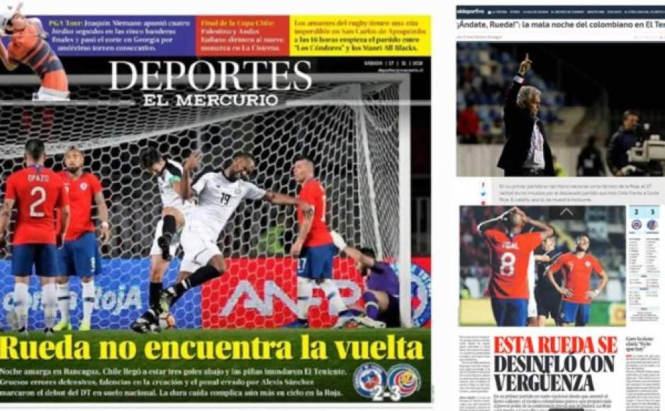 Reinaldo Rueda acaparó las portadas de los principales medios deportivos de Chile tras la dura derrota de La Roja contra Costa Rica en partido amistoso. Los diarios piden la cabeza del colombiano.