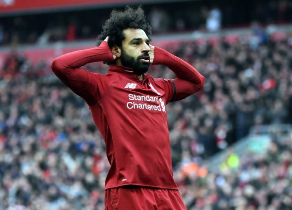 11. Mohamed Salah: El delantero egipcio suma 19 goles con el Liverpool de la Premier League de Inglaterra.