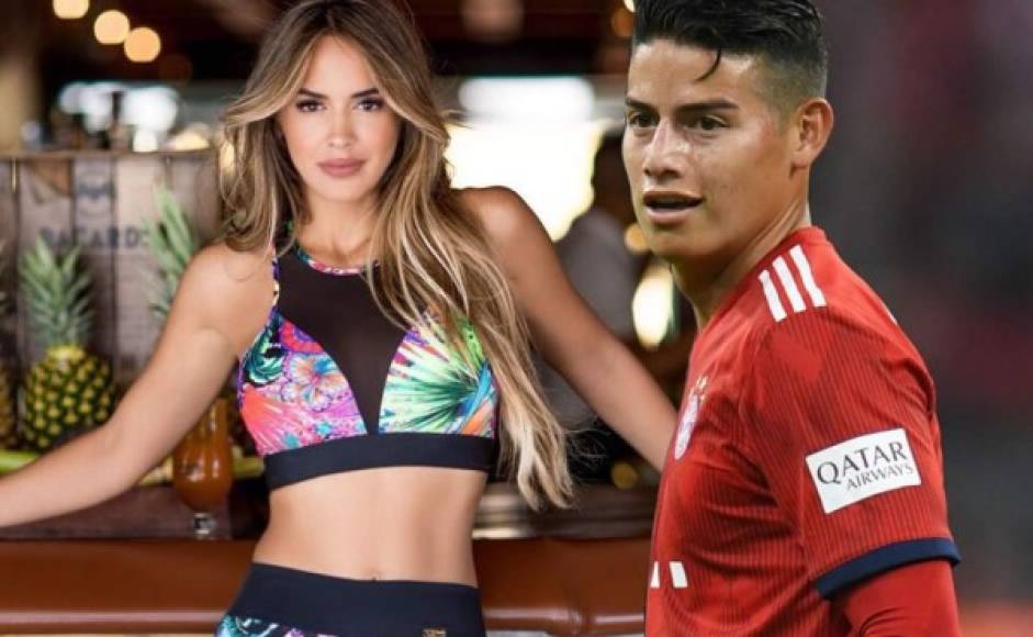 El jugador colombiano y la modelo venezolana han hecho oficial su romance posando juntos en el campo durante las celebraciones del título del Bayern Munich.