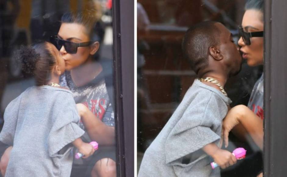 ¿Realmente a quién beso Kim Kardashian y North West?