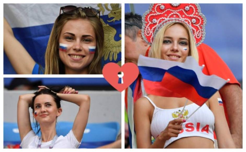 La selección rusa estuvo apoyada por una armada de bellezas en las gradas.