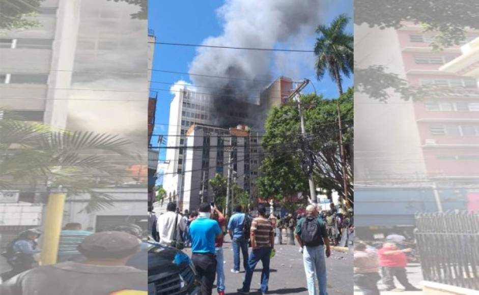 Mientras ocurría el incendio, la policía y el ejército tenía enfrentamiento con los protestantes de la Plataforma que lanzaban piedras cuando ellos buscaban dispersarlos.