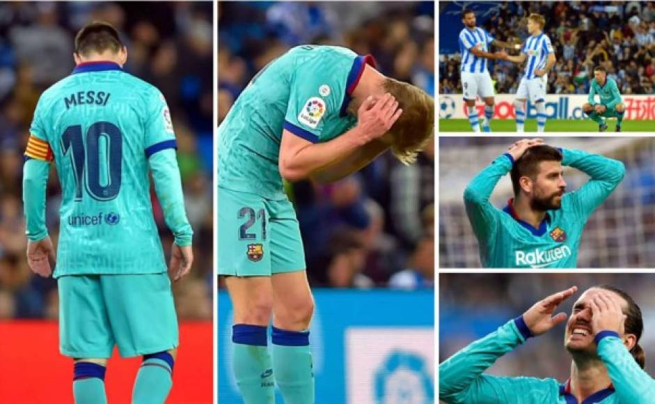 Las imágenes de frustración del tropiezo del Barcelona tras empatar (2-2) contra la Real Sociedad en Anoeta por la Liga Española.